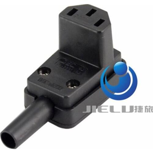 IEC-C13 Down Angle Socket Receptacle 10A 250V Rewirable Female Connector Adapter,1 pcs