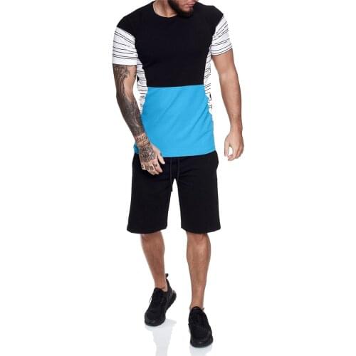 Mens Sets 2021 Summer 2 Piece Outfit Sport Set Striped Sweatsuits Casual Shorts Set Fashion Clothing Male Short Tracksuit 3XL