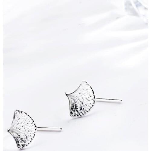 Ginkgo Leaf Literary Student Sweet Fresh 925 Sterling Silver Temperament Personality Fashion Female Dangle Earrings SEA376