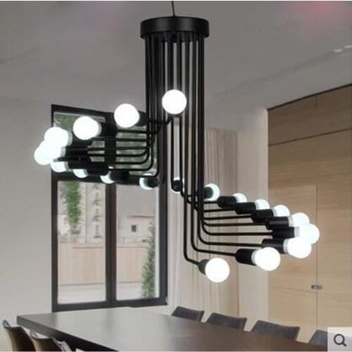 Loft retro chandelier personality simplicity creative living room bar coffee shop long iron spiral staircase lighting fixture