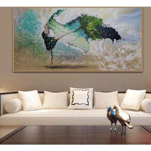 Mintura Hand Painted Beautiful Girl Oil Painting Modern Abstract Canvas Posters Wall Art Picture For Living Room Home Decoration