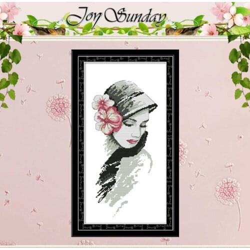 Pretty Girl With Flowers Counted 11CT 14CT Cross Stitch Sets DIY Chinese Cross-stitch Kits Embroidery Needlework Home Decor