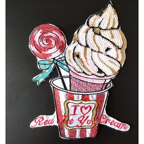 22CM Ice Cream Patch Diy Clothes Stickers Sequins Large Biker Badge Sew On Patches For Clothing Strange Things Christmas Gift