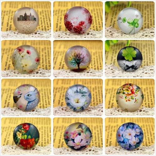 New Fashion 5pcs/Lot 25mm Handmade Photo Glass Cabochons (Tree and flower and animal series)