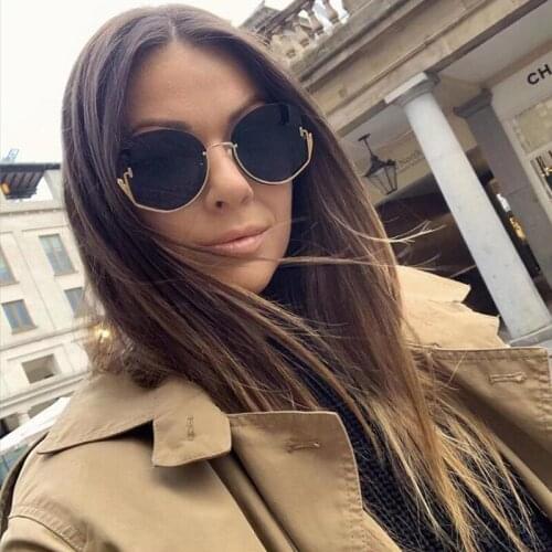 2021 New Fashion Metal Irregular Sunglasses Women Brand Designer T Polygon Sun Glasses Female Rimless Shades Oculos Feminino