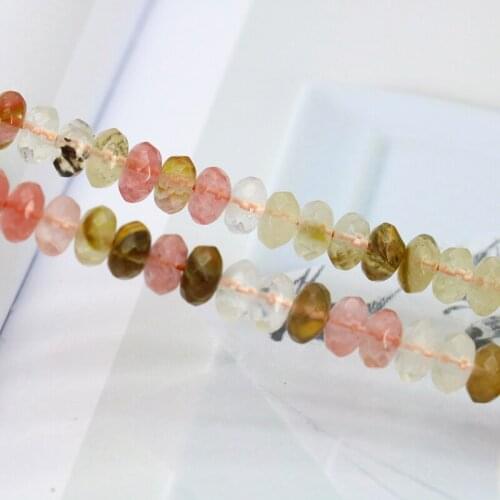 Charming 5x8mm Pink faceted multicolor watermelon tourmaline abacus shaped loose beads 15inches women jewelry