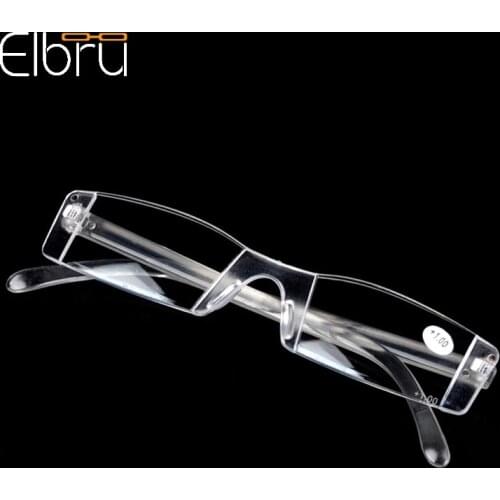 Elbru Men Women Integrally Rimless Reading Glasses Ultralight Resin Lens Magnifying Eyewear Presbyopic Glasses Diopters +1.0 4.0