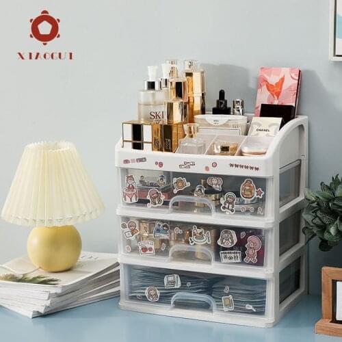 Cosmetic Storage Box Office Desktop Plastic With Drawer Large Capacity Sundry Jewelry Nail Polish