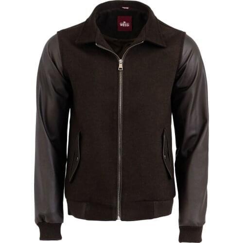 Cachet Coat With Leather Sleeves Wessi