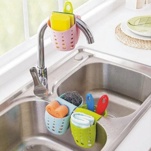 Multi-purpose Kitchen Storage Baskets Hanging Drain Bag Detachable Sink Sponge Bathroom Debris Container Pouch