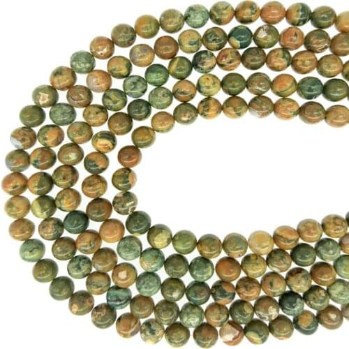 4-12mm Gemstone Loose Beads Natural Round Green Rhyolite Agate Crystal Energy Stone Healing Power for Jewelry Making 100%Nature