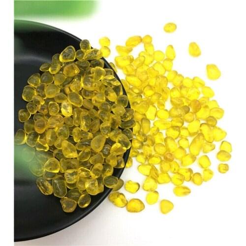 Drop shipping 50g 7-10mm Yellow Glass Gravel Glaze Stone Rock Polished Aquarium Specimen Decor Stones and crystals