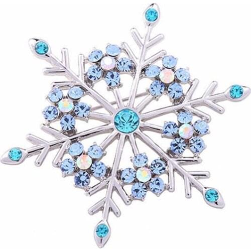 Retro exaggeration Christmas Snowflake Brooch Blue Green Semi precious stone Coat Coat Collar pin christmas present