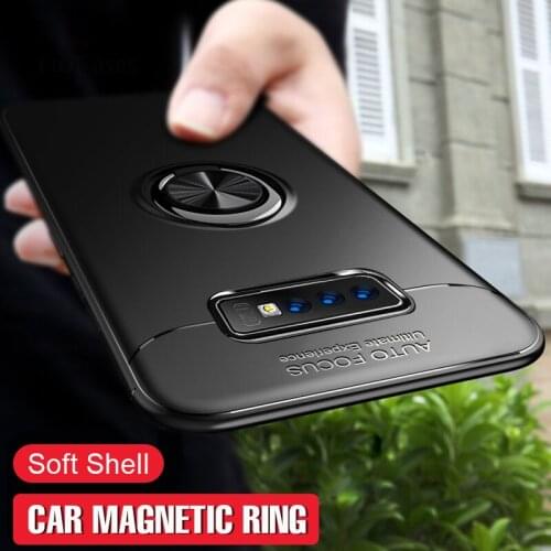 Luxury Soft Shockproof Case On The For Samsung Galaxy S8 S9 S10 Plus Note 9 8 Magnet Ring Case Cover For S10 e Lite Holder Case
