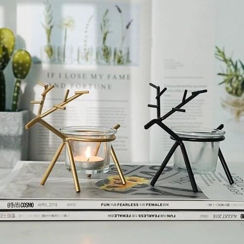 Christmas Candle Holders European Iron Art Cute Deer Candlestick home Christmas Decorations Festival Decor Housewarming Gift