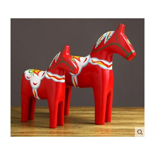 Handmade Swedish Dara Red Trojan Horse Ornaments Birthday gifts for creative decorations and crafts in living room Wholesale