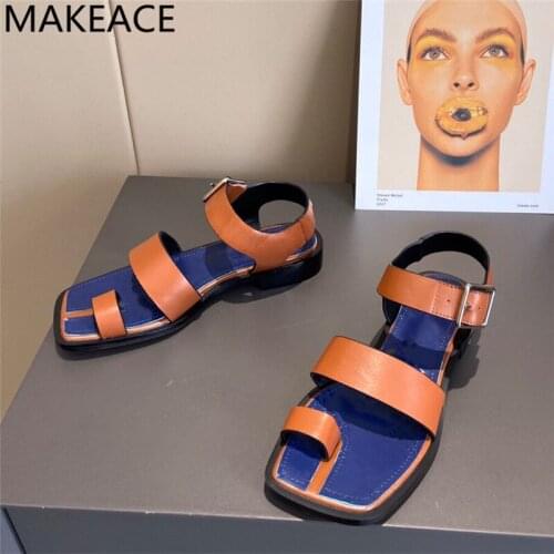 Purple Orange Split Toe Women Sandals Straps Women Gladiator Sandal Cool Beach Shoes Woman Sandalias Mujer Flats shoe 2021 New