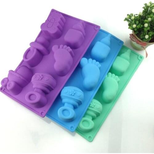 Diy Rectangle Feeding Bottle Moulds Silicone Baby Feet Handmade Soap Molds Cake Cookies Baking Mold SN3166