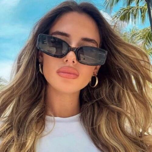 Small Rectangle Sunglasses Plastic Leopard Vintage Shades For Women Clear Eyewear Cute Square Sun Glasses Men Hip Hop Trendy