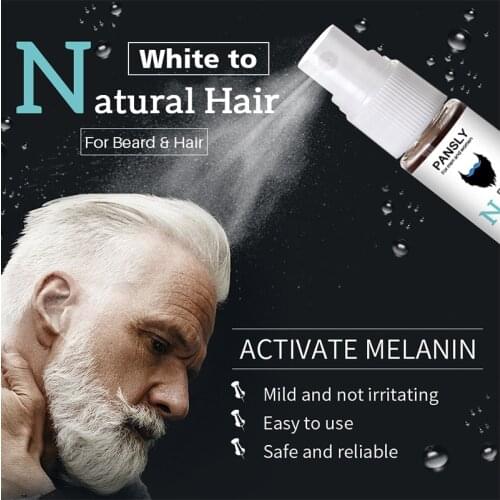 White Beard Hair To Natural Color Spray Unisex Herbal Cure Treatment Tonic Growth Essence Serum Hair Beard Care White To Black