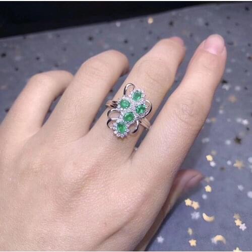 Super luxury emerald ring, natural emerald, good quality, beautiful color, Colombian emerald. 925 Sterling Silver