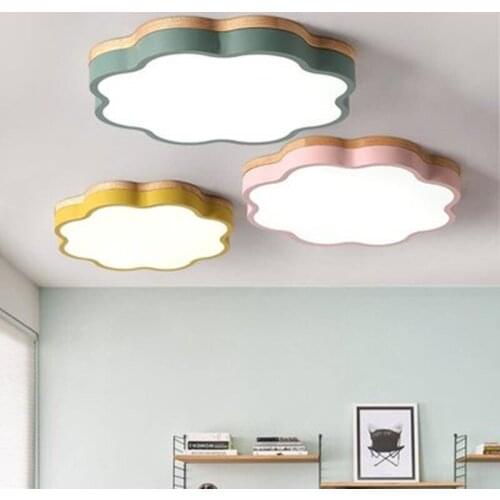 Nordic Simple Oak Cloud Dimmable Led Ceiling Lights Living Room Alloy Led Ceiling Lamp Bedroom Acrylic Led Ceiling Light Fixture