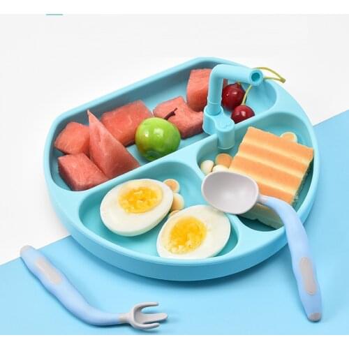 Baby Feeding Plate Food Grade Silicone Suction Cup Bowl BPA Free Infant Waterproof Kid Tableware Plate Children Dishes