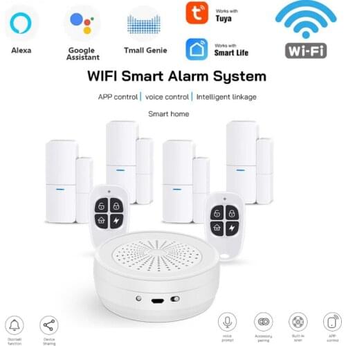 Tuya Wifi Smart Home Alarm System Wireless Burglar Security Alarm Tuya Smart Life App Control Wireless Home Alarm Kit