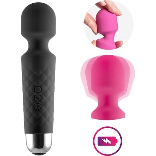 USB Rechargeable AV Magic Wand Vibrator Powerful 8 Speed 20 Frequencies Clit Anal Massager Adult Safe Silicone Sex Toys Women
