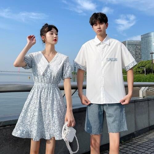 Love doll collar sweet female dress couples clothes couples clothing