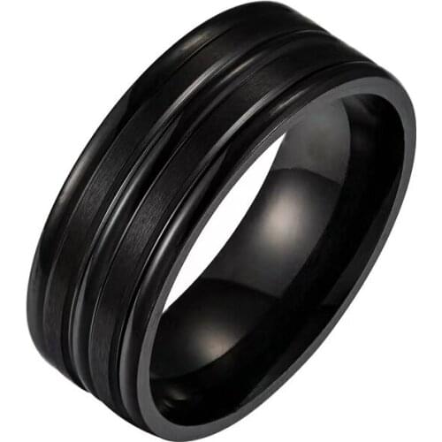 Fashion Gentleman Jewelry For Men.Contracted Aureate 3 Channel Grind Arenaceous Romantic Marriage Stainless Steel Ring Xmas Gift