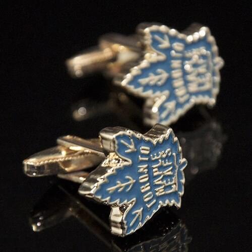 10pairs/lot Golden Maple Leafs Hockey Enamel Cufflinks Blue Painting Cuff Links Shirt Cuff Button Mens Jewellery Accessory
