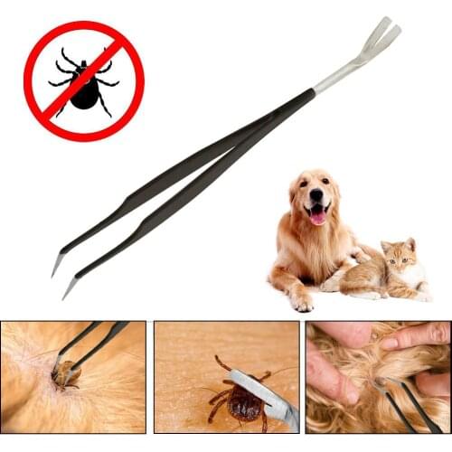 2 In 1Pet Tick Remover Tool Set Professional Tweezers Clip Hook Stainless Steel Tick Remover For Dogs Cats Grooming Supplies New