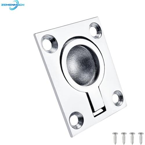 48*38mm 316 Stainless Steel Boat Deck Hatch Latch Cabinet Flush Mount Ring Pull Lift Handle Marine Hardware Boat Accessories