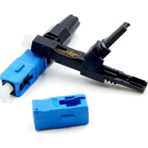 50pcs/lot SC UPC Fiber Optic Fast Connector 100 SC fast connector blue fibra FTTH single mode SC quick connector SC adapter