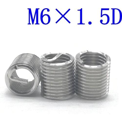 50Pcs M6*1.5D Stainless Steel Coiled Wire Helical Screw Thread Inserts M6 Screw Bushing self tapping thread repair tool