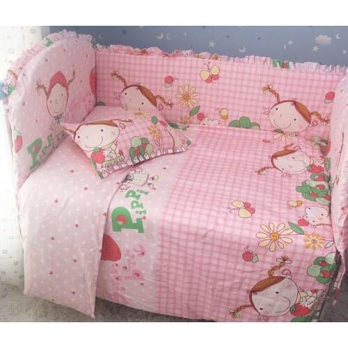 7pcs crib bedding bed linen cotton kit berço piece set cot baby bedding kit bed around (bumper+duvet+matress+pillow)