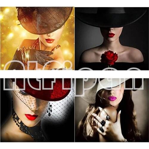 DIY 5D Diamond Painting Hat Woman Diamond Embroidery Rhinestone Full RoundSquare Mosaic Cross Stitch Home Decor Manual Art Gift