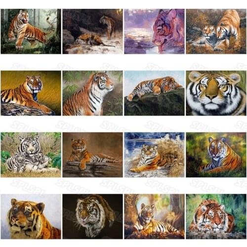 Diy Diamond Painting Ferocious Mountain Beasts Carnivore Wild Big Tiger Siberian Tiger Tiger In The Forest Poster Painting