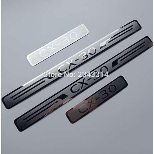 Auto Accessories For Mazda CX-30 CX30 Door Sill Pedal Stainless Steel Sticker Strip Protectors Car Styling Guard 2019 2020 4pcs