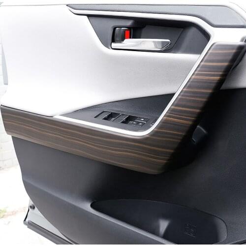 For Toyota RAV4 2019 2020 Car Interior ABS Peach Wood Car Inner Door Handle Cover Armrest Moulding Trim Sticker Strip