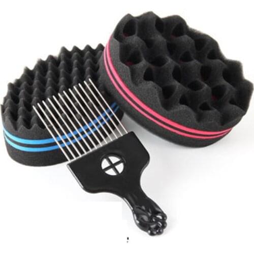 Double-sided Magic Twisted Fear Hairbrush Wavy Sponge Hair Curling Brush Hairdresser Styling Tool, Suitable For Natural Hair