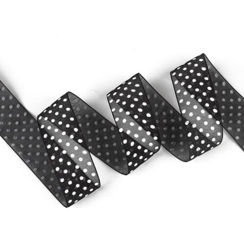 5Yards 28mm White Dot Printed Organza Ribbon DIY Bow Craft Gift Packing Decoration Christmas Ribbon