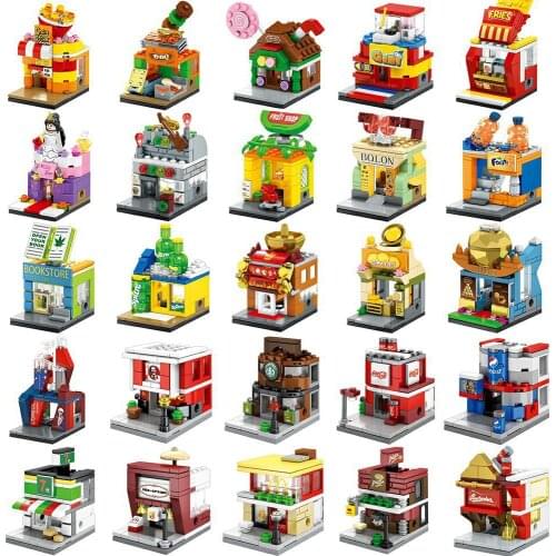 BZDA Mini Blocks Toys Bricks City View Scene Coffee Shop Retail Store Architectures Models & Building Quiz Toy for Children