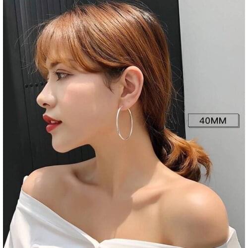 1Pair Fashion Women Girl Trendy Large Hoop Earrings Big Smooth Circle Earrings Brand Loop Earrings Jewelry