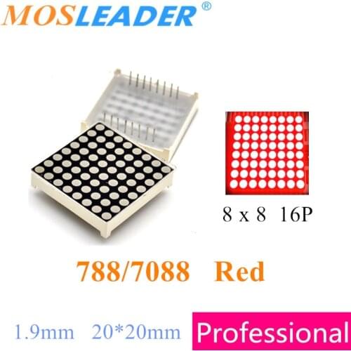 Mosleader 100pcs Red 788 7088 8*8 1.9mm 20*20mm 8x8 Led Lattice dot array Dot Matrix Display LED Display Module Digital Tube