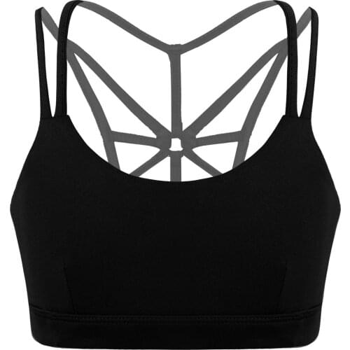 MSemis Kids Girls Stretchy Cross Back Tanks Bra Tops Crop Top for Ballet Dance Sports Yoga Gymnastics Clothes Workout Vest