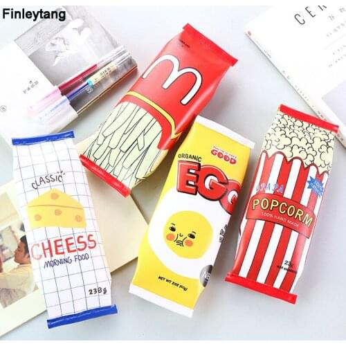 Cartoon Stationery PU Leather Simulation Snacks Fries Pencil Case Funny Funny Pencil Bag Stationery Organizer Bag School Supply