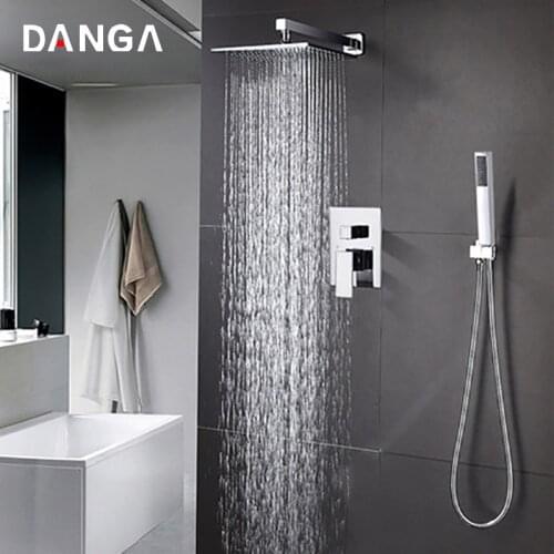 8'' Shower Faucet Set Bathroom Set Concealed Bathroom Faucets Rain Shower Mixer Brass Shower Head Bathing System Shower Panel