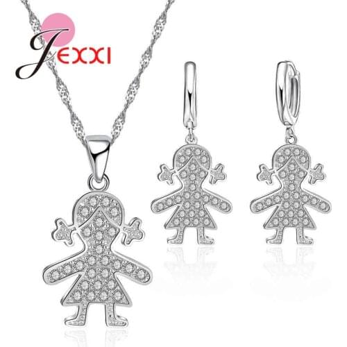 New Arrival 925 Sterling Silver Party Jewelry Sets For Women Girls Gifts Micro CZ Zircon Pendants Necklaces Earring